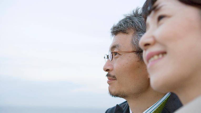 People looking at a landscape