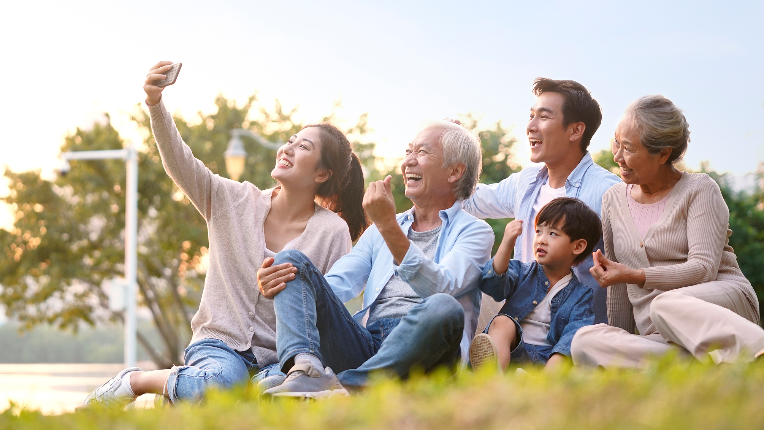 Family taking a selfie
